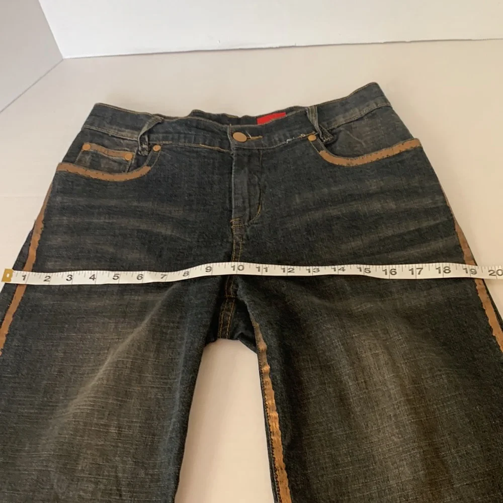 V Cristina Denim Bermuda Shorts w/ golden color trim & back pocket accent trim